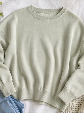 Aerie Light Mint Green Cotton Crewneck Sweatshirt Oversized Large